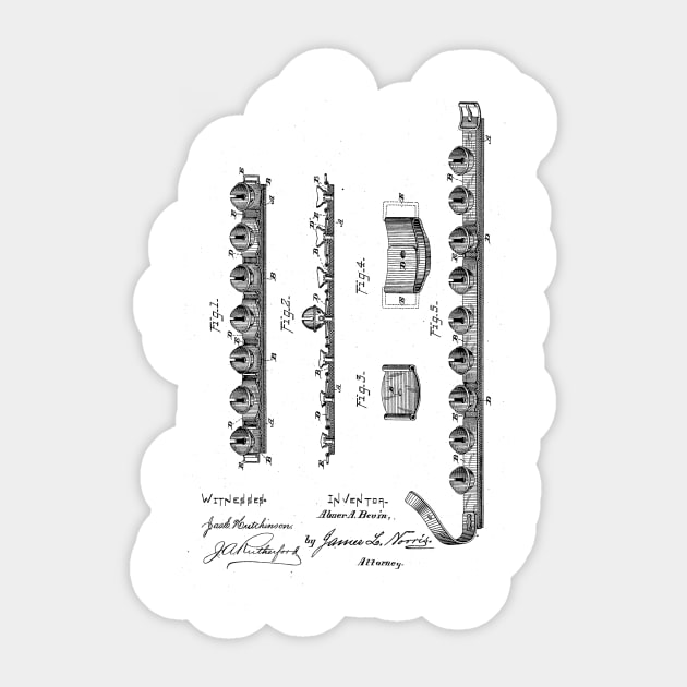 Musical Instrument vintage Patent Drawing Sticker by skstring